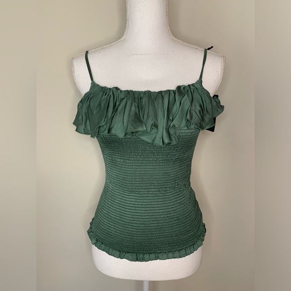 Chaser Tops - Chaser Green Ruffle Tank Top Women Size XS